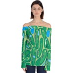 Golf Course Par Golf Course Green Off Shoulder Long Sleeve Top