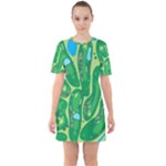 Golf Course Par Golf Course Green Sixties Short Sleeve Mini Dress