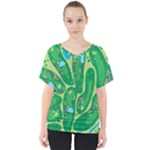 Golf Course Par Golf Course Green V-Neck Dolman Drape Top
