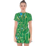 Golf Course Par Golf Course Green Drop Hem Mini Chiffon Dress