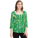 Golf Course Par Golf Course Green Chiffon Quarter Sleeve Blouse