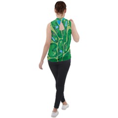 Mock Neck Chiffon Sleeveless Top 
