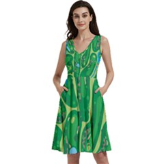 Sleeveless V-Neck Skater Dress with Pockets 