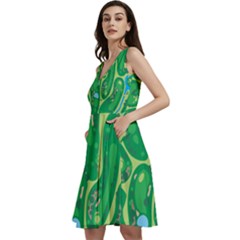 Sleeveless V-Neck Skater Dress with Pockets 