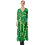 Golf Course Par Golf Course Green Button Up Boho Maxi Dress