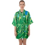 Golf Course Par Golf Course Green Half Sleeve Satin Kimono 