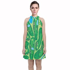 Velvet Halter Neckline Dress  