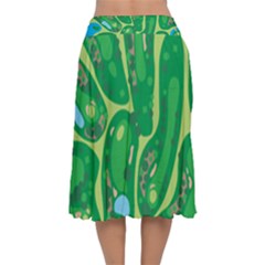 Velvet Flared Midi Skirt 