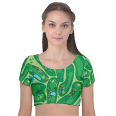 Velvet Short Sleeve Crop Top  