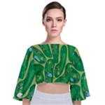 Golf Course Par Golf Course Green Tie Back Butterfly Sleeve Chiffon Top