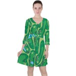 Golf Course Par Golf Course Green Quarter Sleeve Ruffle Waist Dress