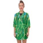 Golf Course Par Golf Course Green Half Sleeve Chiffon Kimono