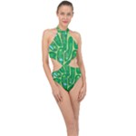 Golf Course Par Golf Course Green Halter Side Cut Swimsuit