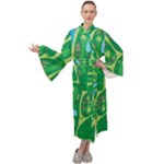 Golf Course Par Golf Course Green Maxi Velvet Kimono