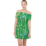 Golf Course Par Golf Course Green Off Shoulder Chiffon Dress