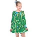 Golf Course Par Golf Course Green Kids  Long Sleeve Dress