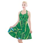 Golf Course Par Golf Course Green Halter Party Swing Dress 
