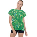 Golf Course Par Golf Course Green Ruffle Collar Chiffon Blouse