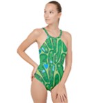 Golf Course Par Golf Course Green High Neck One Piece Swimsuit