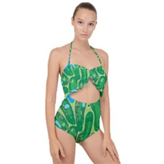 Scallop Top Cut Out Swimsuit 