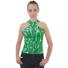 Cross Neck Velour Top 