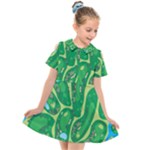 Golf Course Par Golf Course Green Kids  Short Sleeve Shirt Dress