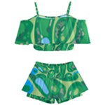Golf Course Par Golf Course Green Kids  Off Shoulder Skirt Bikini