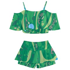 Kids  Off Shoulder Skirt Bikini 