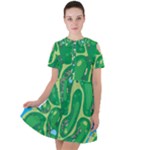 Golf Course Par Golf Course Green Short Sleeve Shoulder Cut Out Dress 