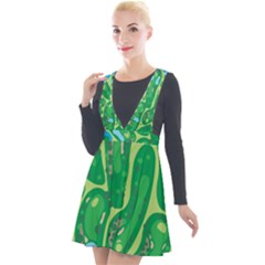 Plunge Pinafore Velour Dress 
