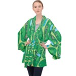 Golf Course Par Golf Course Green Long Sleeve Velvet Kimono 