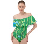 Golf Course Par Golf Course Green Off Shoulder Velour Bodysuit 