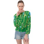 Golf Course Par Golf Course Green Banded Bottom Chiffon Top