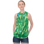 Golf Course Par Golf Course Green High Neck Satin Top