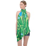 Golf Course Par Golf Course Green Halter Asymmetric Satin Top