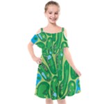 Golf Course Par Golf Course Green Kids  Cut Out Shoulders Chiffon Dress