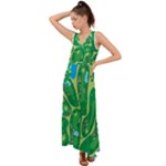 Golf Course Par Golf Course Green V-Neck Chiffon Maxi Dress