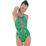 Golf Course Par Golf Course Green Plunge Cut Halter Swimsuit