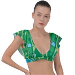 Golf Course Par Golf Course Green Plunge Frill Sleeve Bikini Top