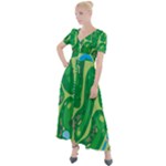 Golf Course Par Golf Course Green Button Up Short Sleeve Maxi Dress