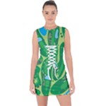 Golf Course Par Golf Course Green Lace Up Front Bodycon Dress