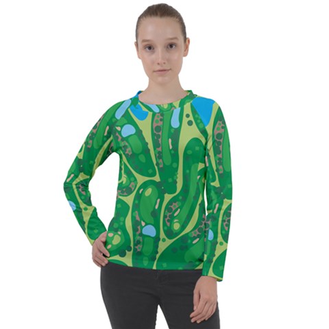 Golf Course Par Golf Course Green Women s Long Sleeve Raglan Tee from ArtsNow.com