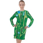 Golf Course Par Golf Course Green Long Sleeve Hoodie Dress