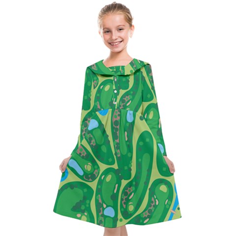 Golf Course Par Golf Course Green Kids  Midi Sailor Dress from ArtsNow.com