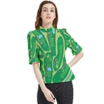 Golf Course Par Golf Course Green Frill Neck Blouse