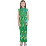 Golf Course Par Golf Course Green Kids  Sleeveless Ruffle Edge Band Collar Chiffon One Piece