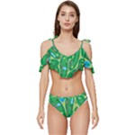 Golf Course Par Golf Course Green Ruffle Edge Tie Up Bikini Set	