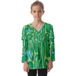 Golf Course Par Golf Course Green Kids  V Neck Casual Top