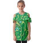 Golf Course Par Golf Course Green Fold Over Open Sleeve Top