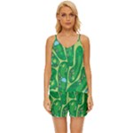 Golf Course Par Golf Course Green V-Neck Satin Pajamas Set